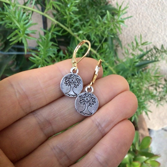 Sundance Charm Artisan Earrings tree of life silver gold plated - Picture 6 of 7